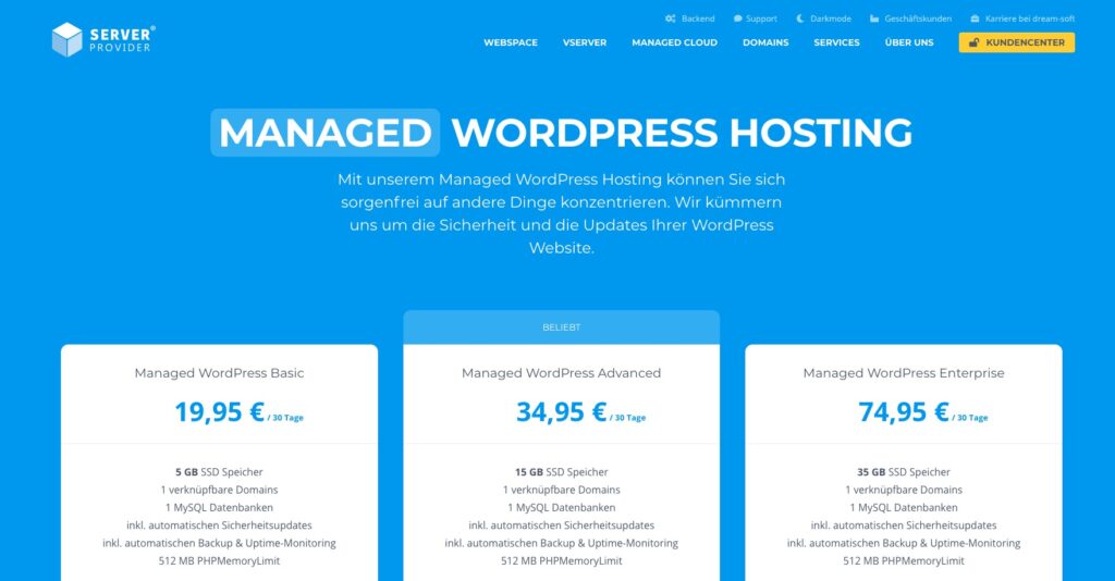 Managed WordPress Hosting von server-provider.com
